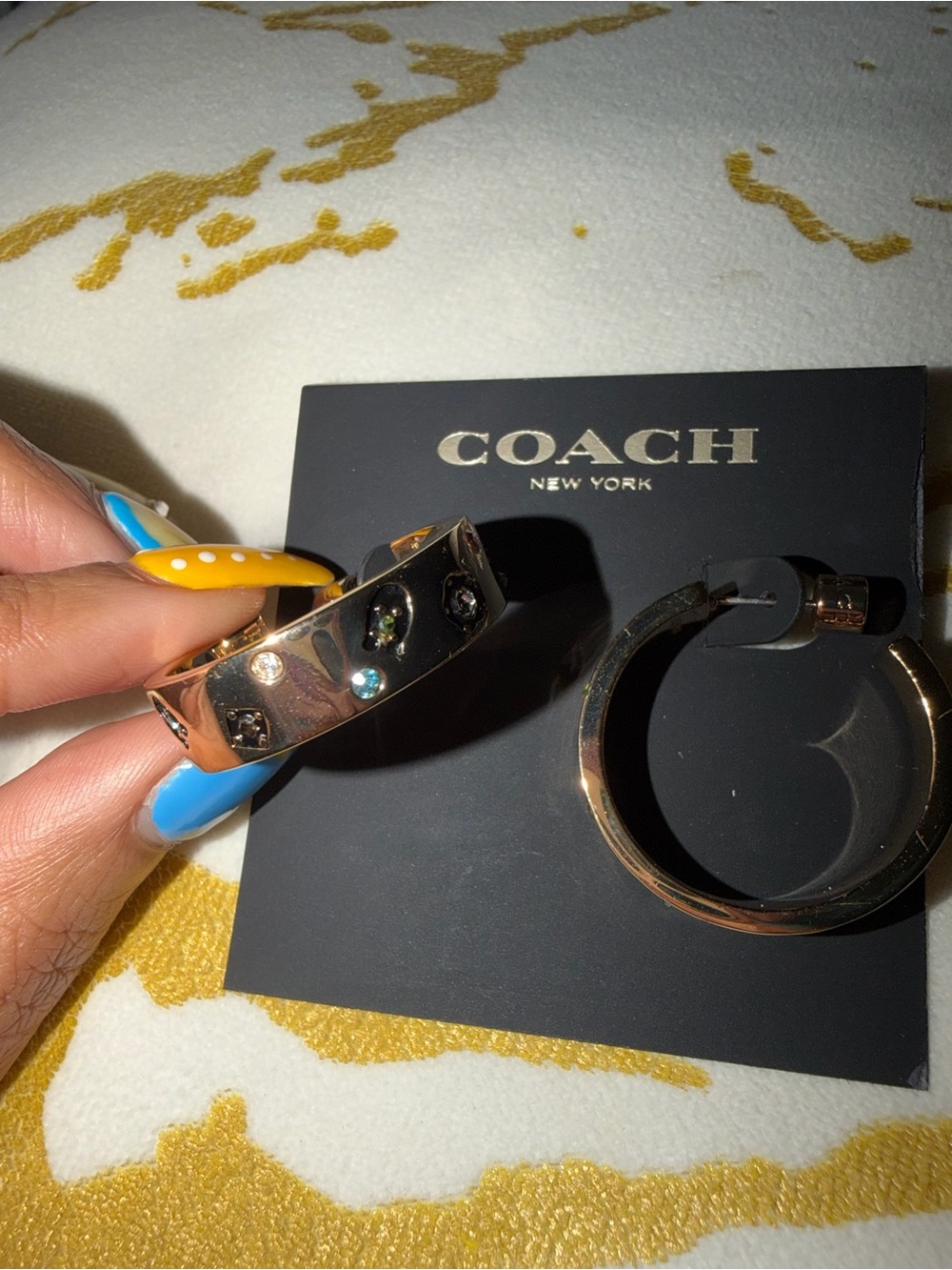 COACH Signature Gem Hoop Earrings